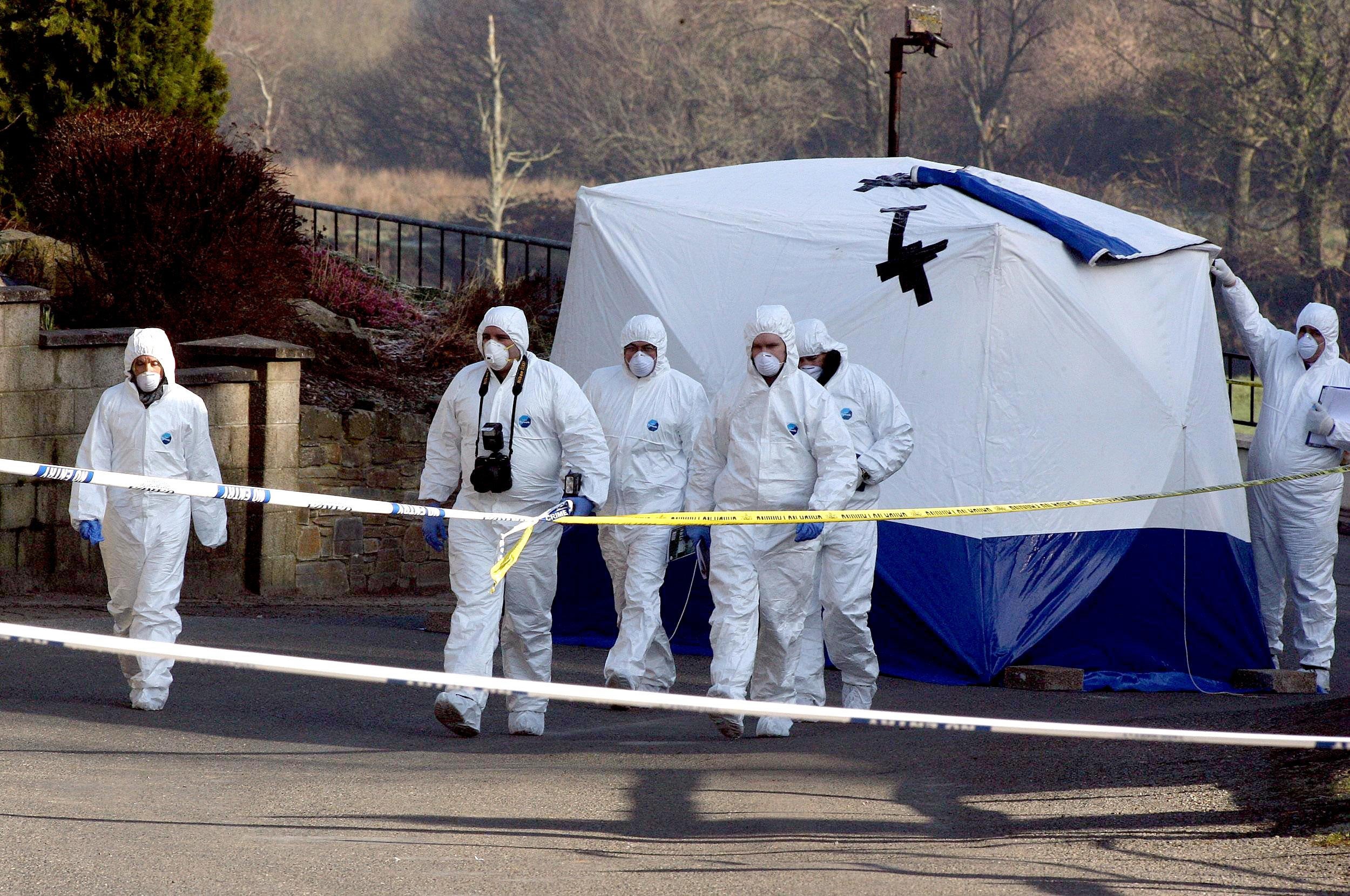 Forensic officers at the scene in Co Donegal (Paul Faith/PA)