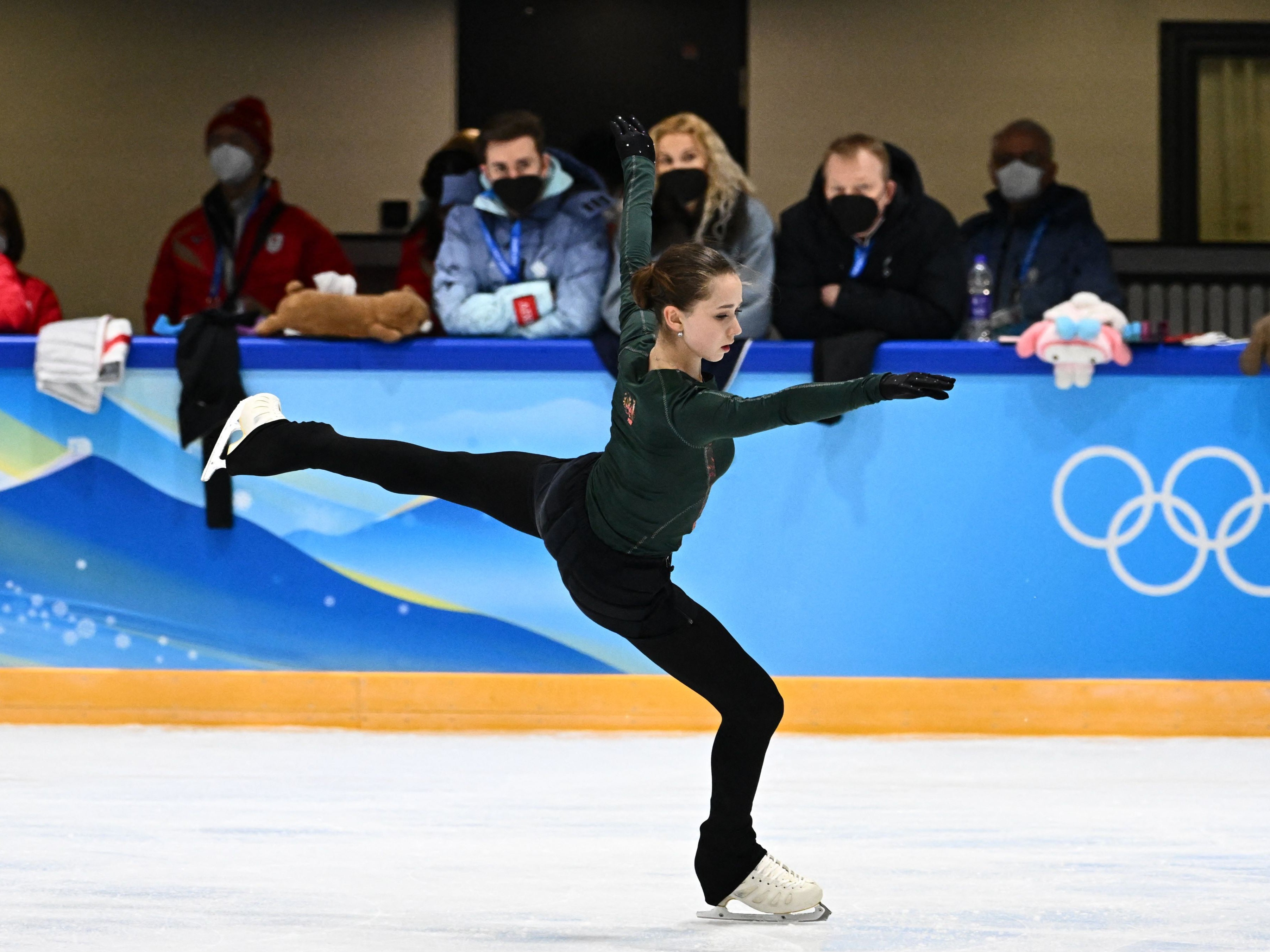Kamila Valieva trains on Monday after being cleared to compete