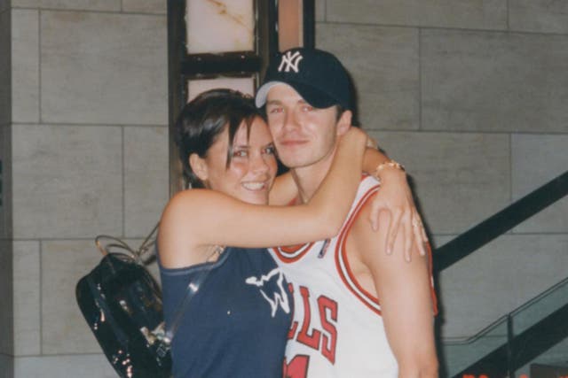 <p>Victoria and David Beckham in 1998</p>