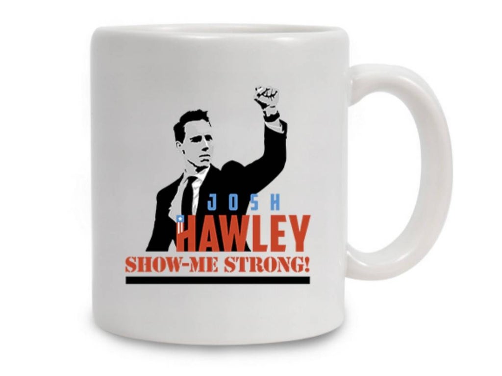 Josh Hawley officially selling his Jan 6 fist-pump as a coffee mug
