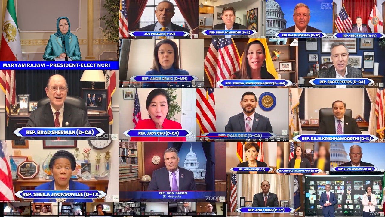 <p>Members of Congress speak at a conference held by the Organization of Iranian American Communities on Friday, 11 February</p>