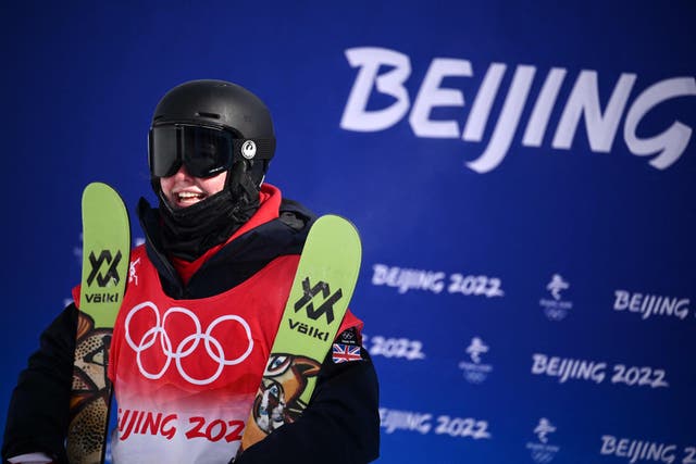 <p>Britain's Kirsty Muir waits for her score as she competes in the women's freeski slopestyle final</p>