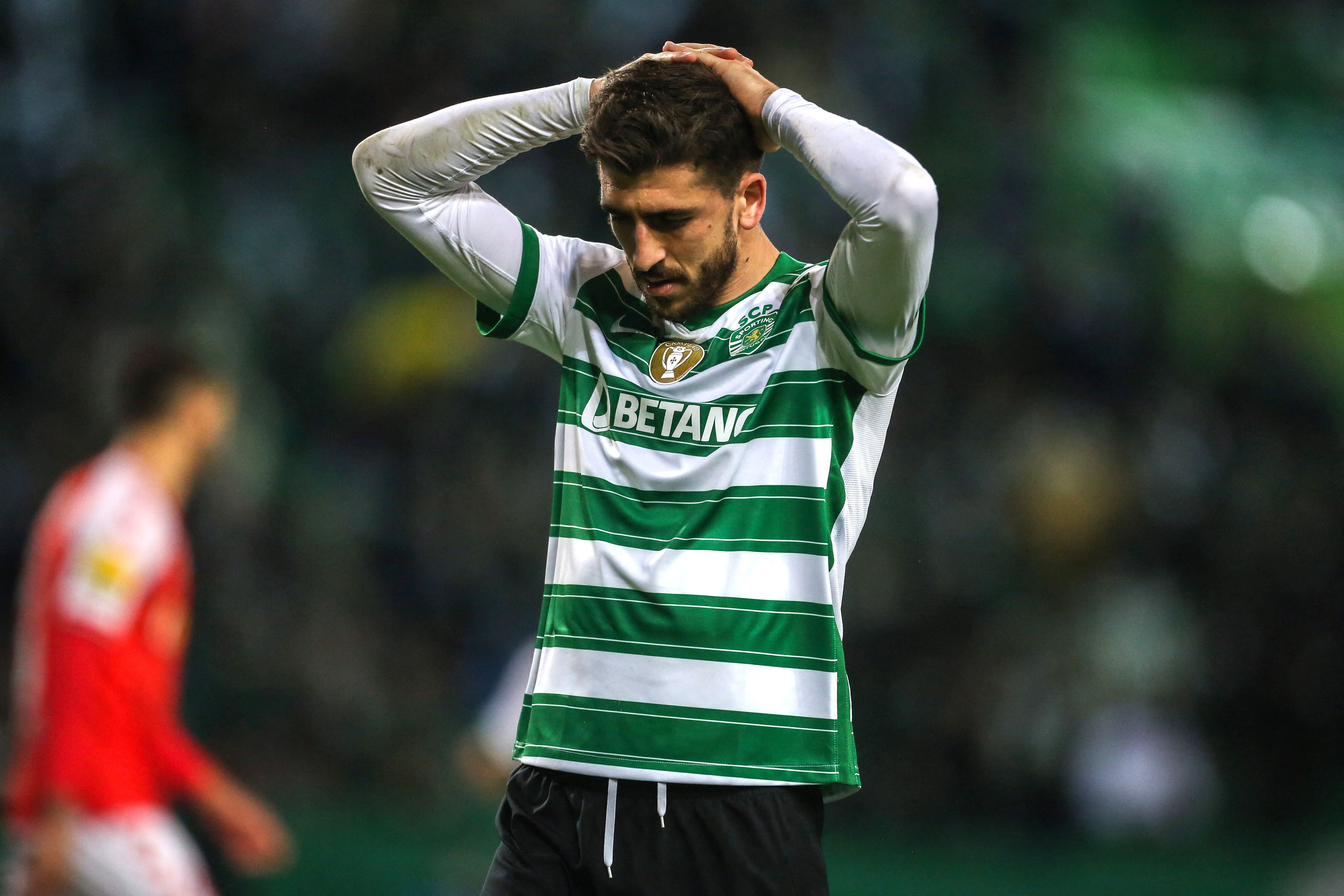 Sporting’s Paulinho reacts during the defeat to Braga