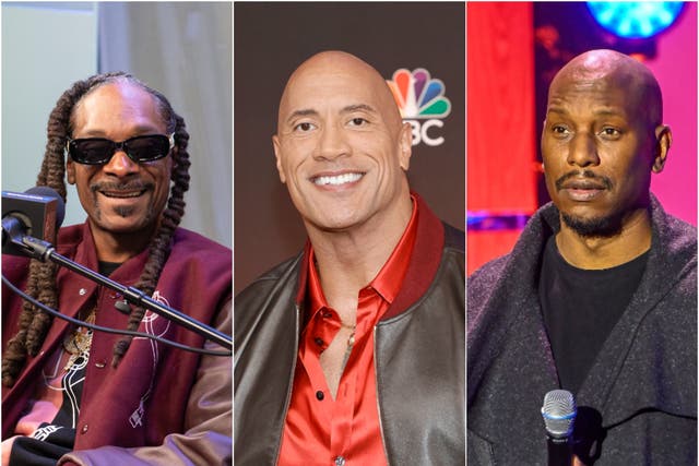 <p>Snoop Dogg, The Rock and Tyrese Gibson</p>