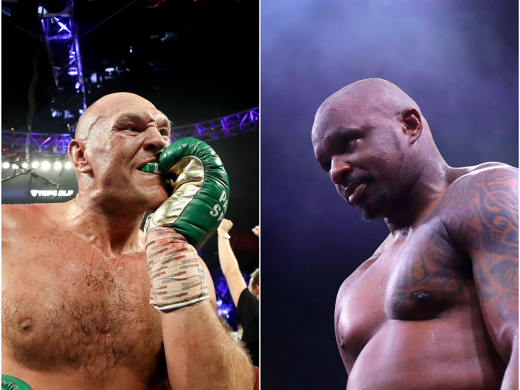 Tyson Fury (left) puts his WBC heavyweight title on the line against Dillian Whyte