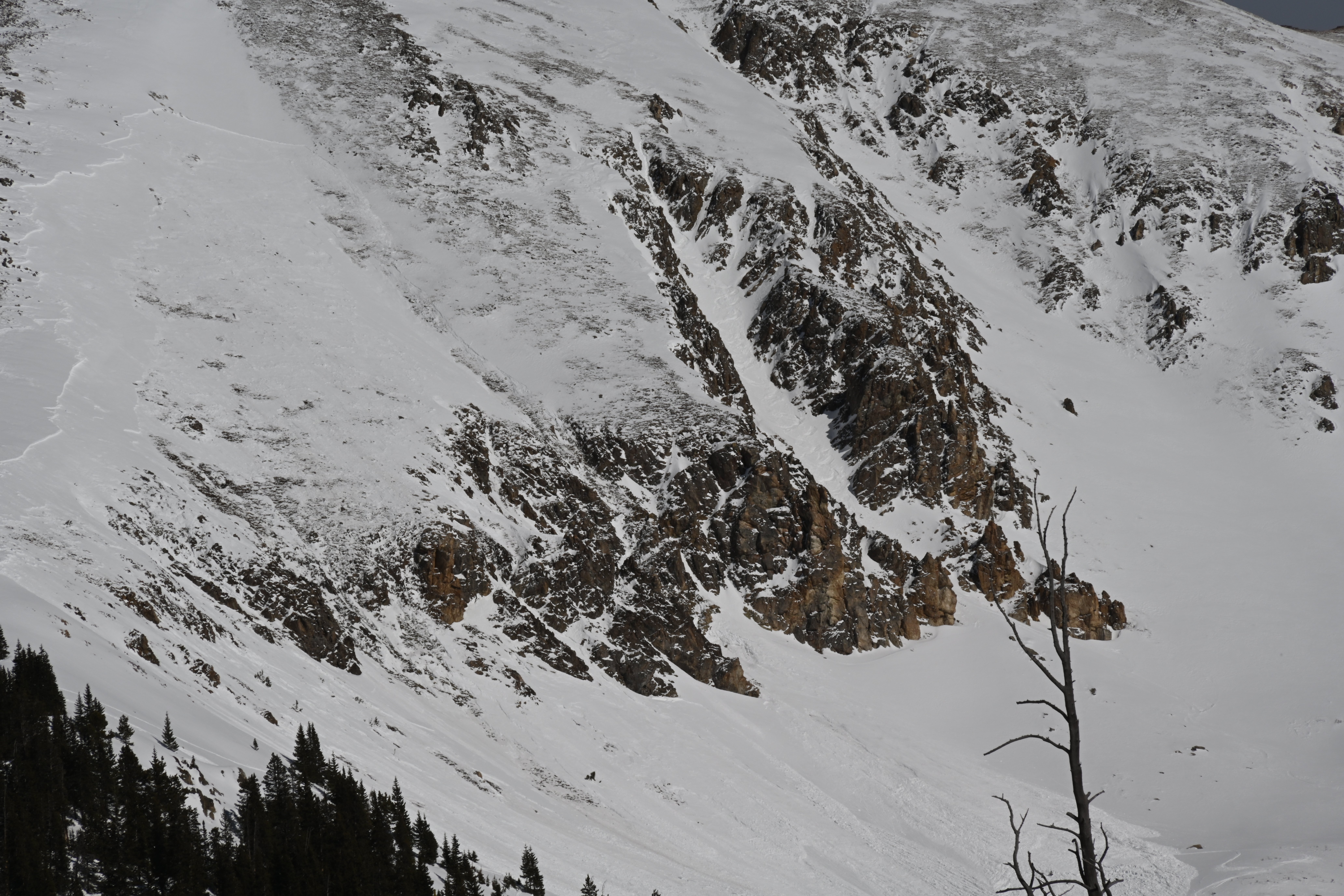 The avalanche, pictured, happened on Sunday near Loveland Pass in Summit County, Colorado