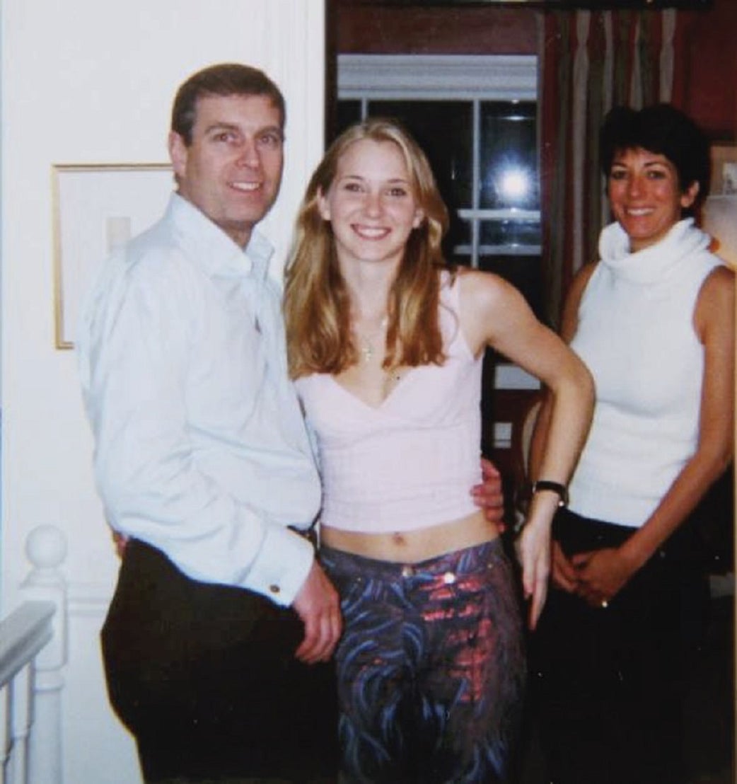 Prince Andrew, Virginia Giuffre and Ghislaine Maxwell in the infamous photo at Maxwell’sLondon townhouse