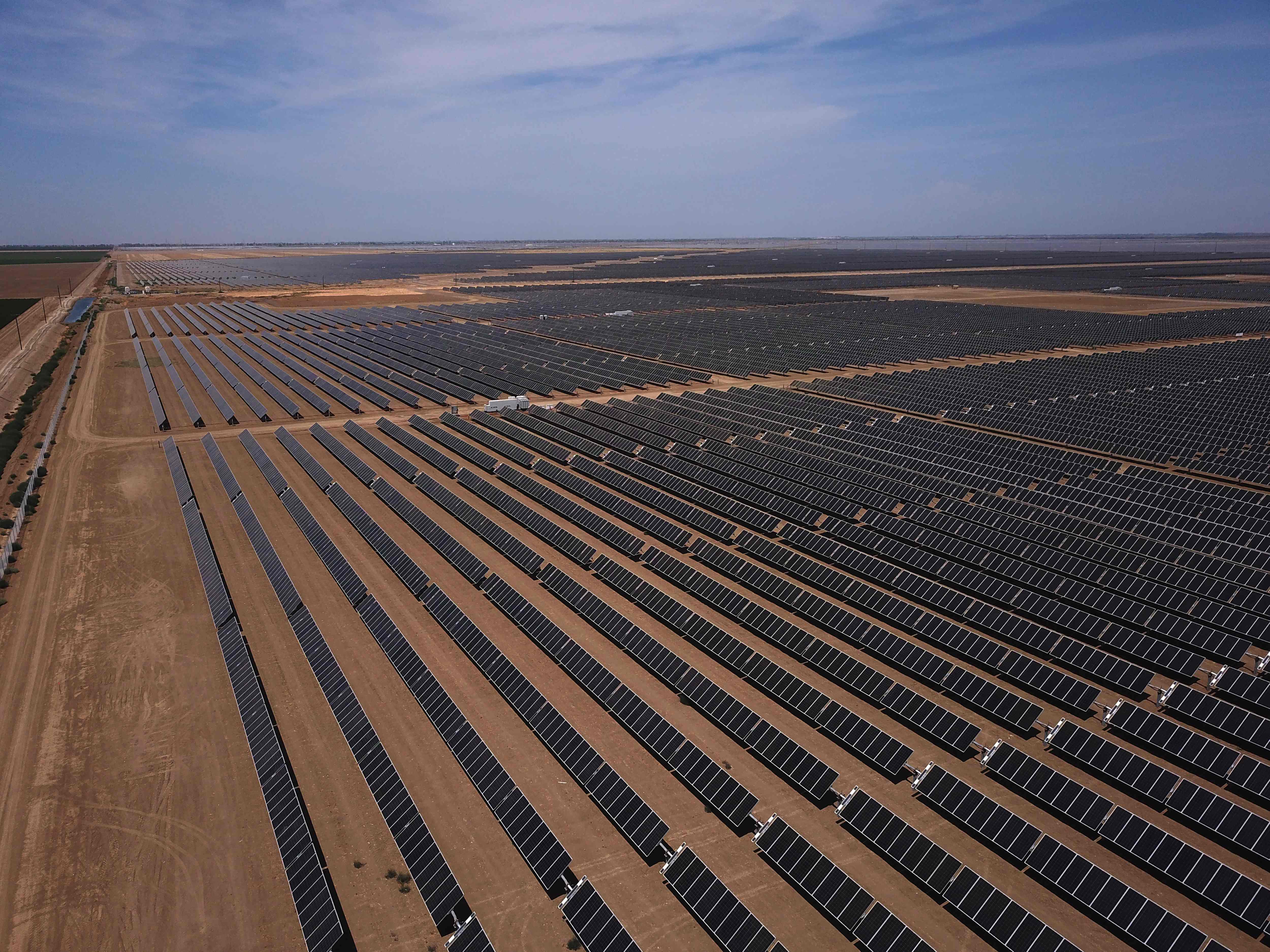 A solar panel range near Huron, California