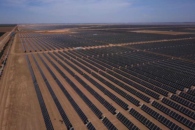 <p>A solar panel range near Huron, California</p>