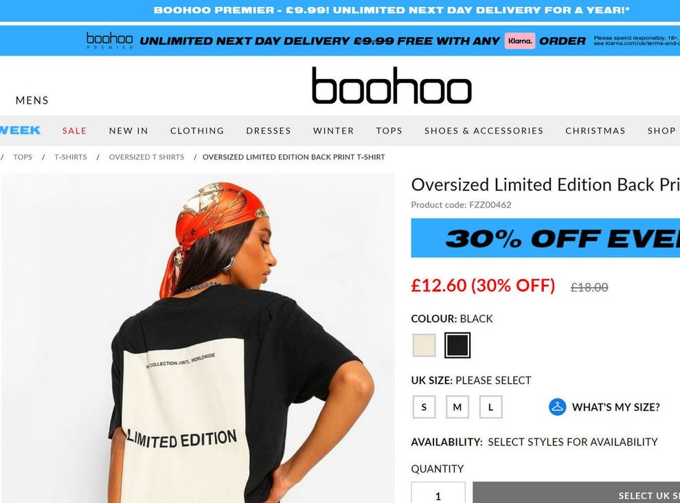 Boohoo online page