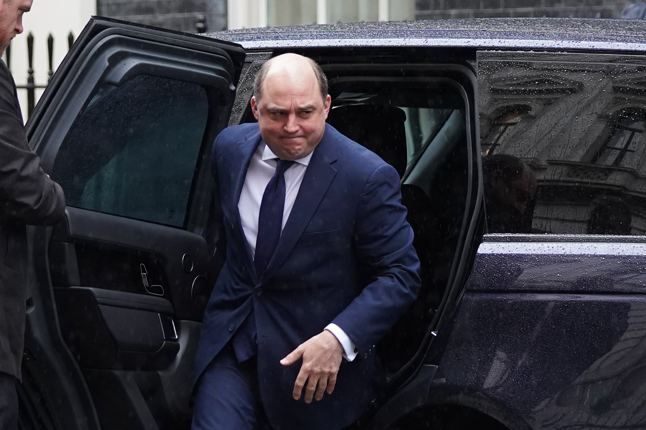 Defence Secretary Ben Wallace arrives in Downing Street, London, ahead of a meeting of the Government’s Cobra emergency committee (PA)
