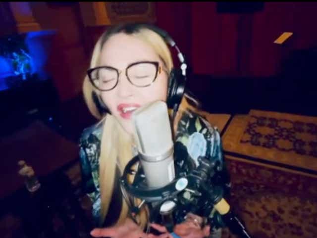 <p>Madonna in a video posted to Instagram</p>