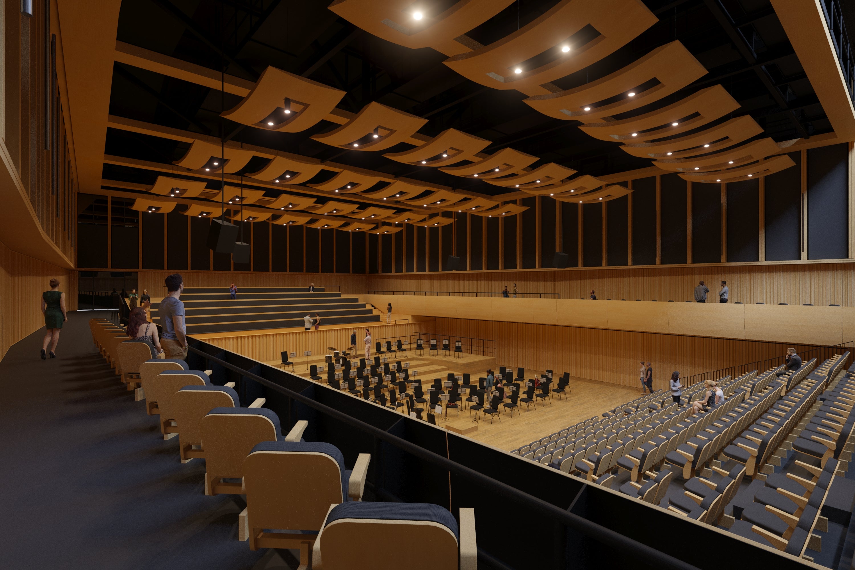 Renders of the upcoming new BBC music studios by Flanagan Lawrence (Flanagan Lawrence/BBC)