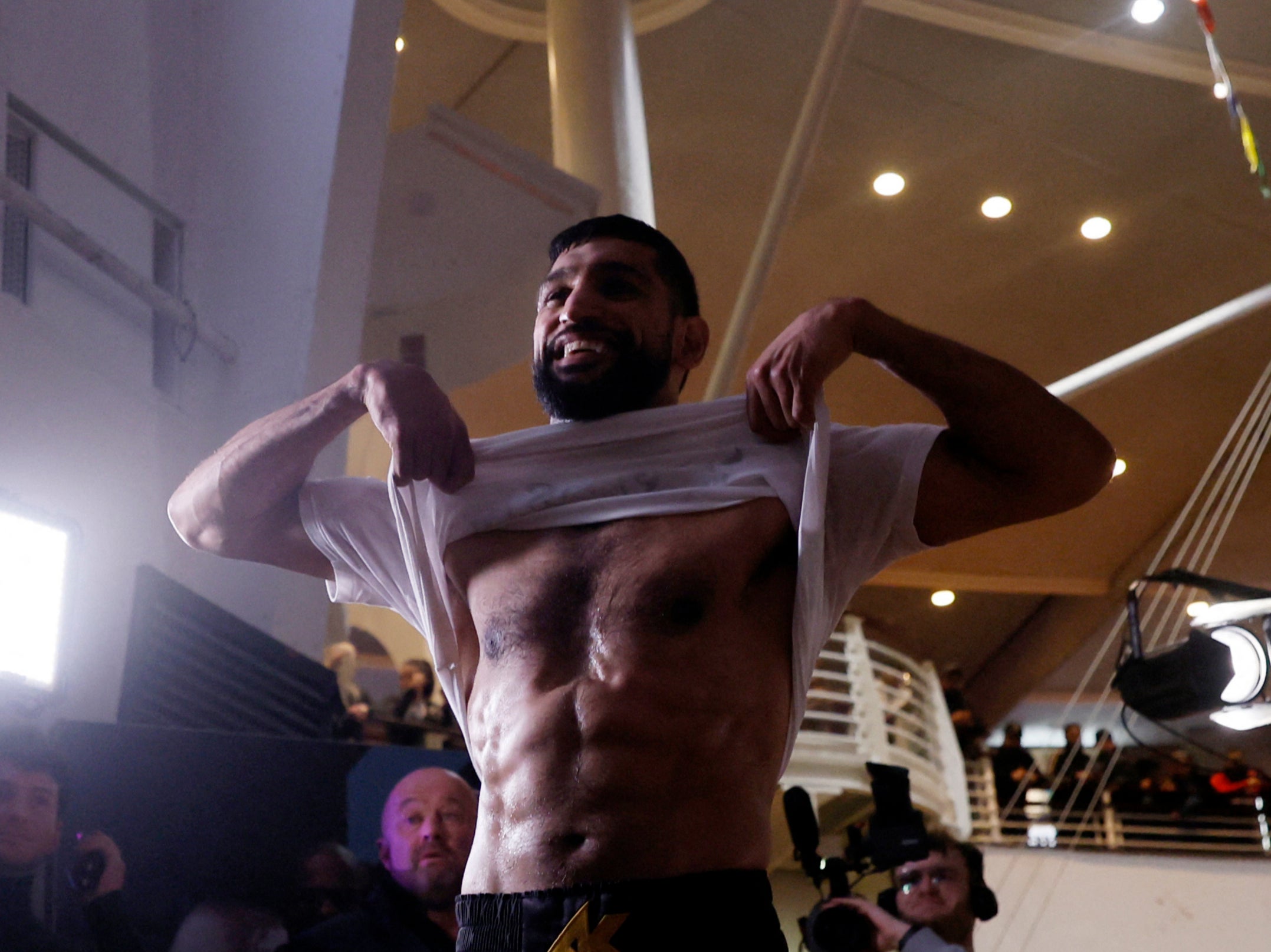 Amir Khan after his open workout ahead of his fight against Kell Brook