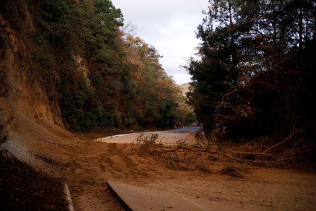 <p>Un deslave y un árbol caído bloquean una carretera luego de un terremoto que azotó el suroeste de Guatemala el 16 de febrero de 2022 </p>