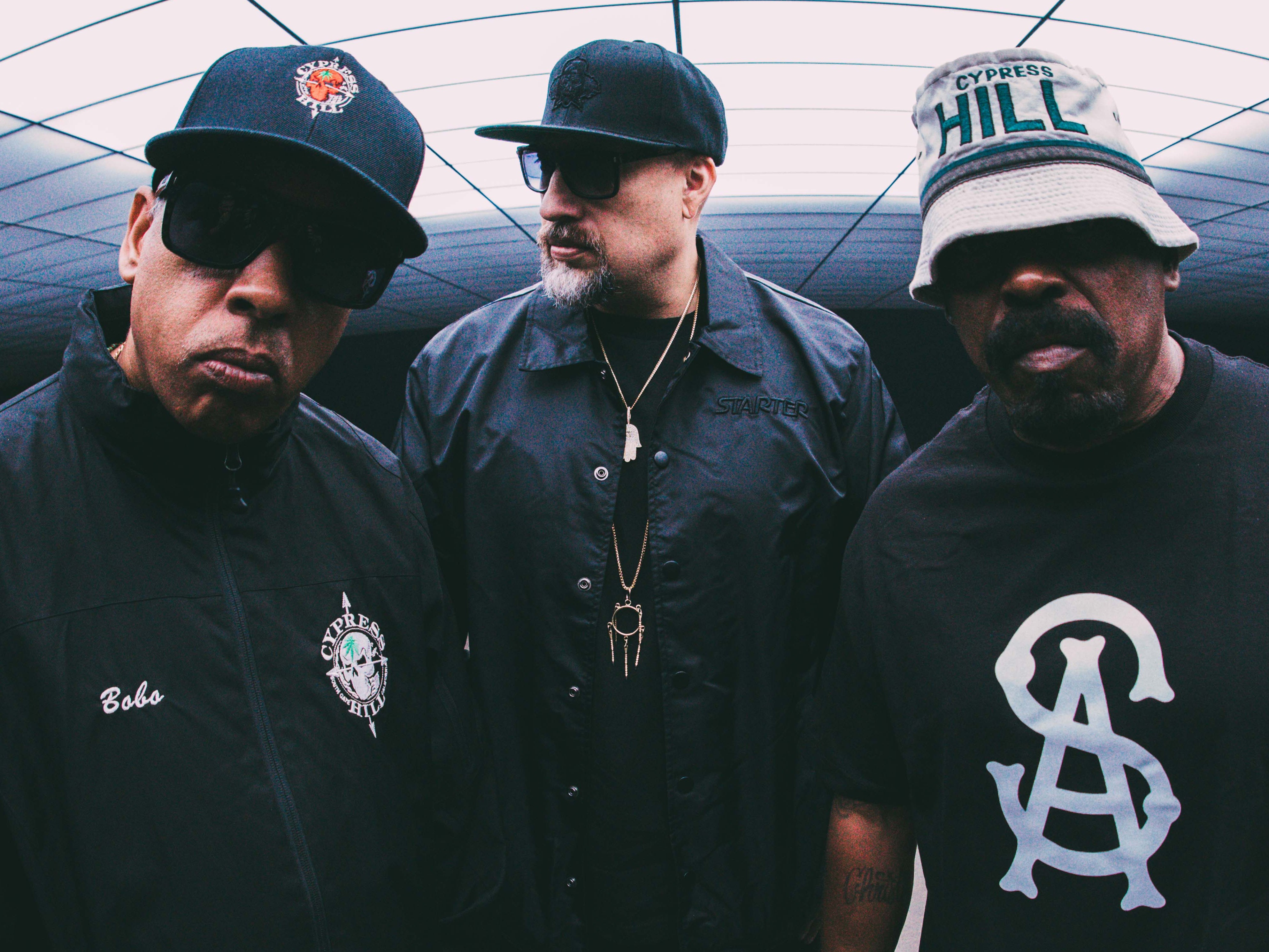 <p>Cypress Hill in 2022: Percussionist Eric Bobo, B-Real and Sen Dog</p>