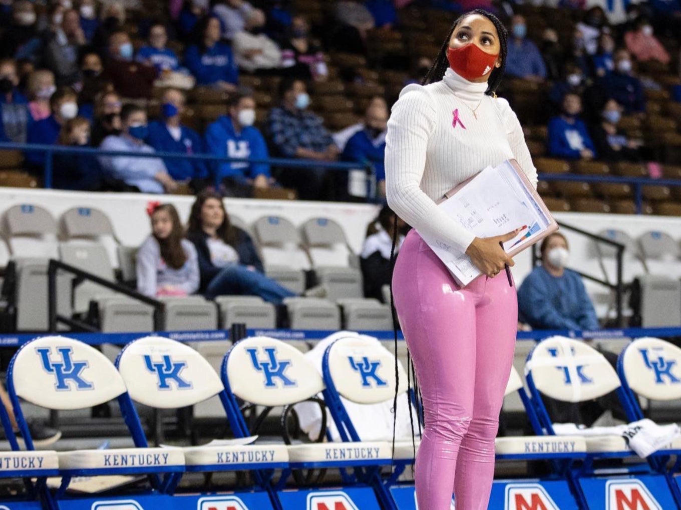 Sydney Carter, coach of the Texas A&M women’s basketball team, shared this photo of her game day outfit on social media