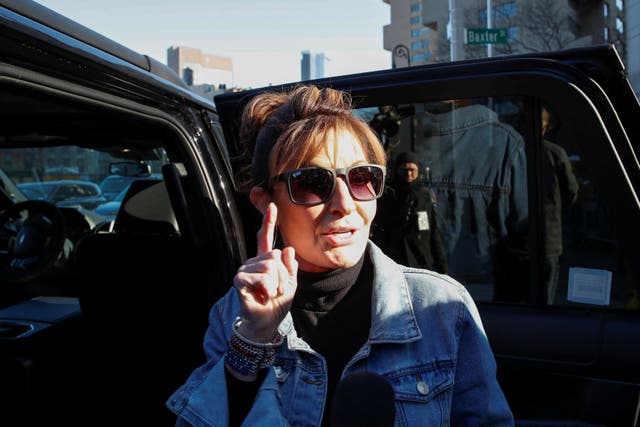 <p>Sarah Palin leaves US District Court in Manhattan following a verdict in her defamation case against The New York Times. </p>