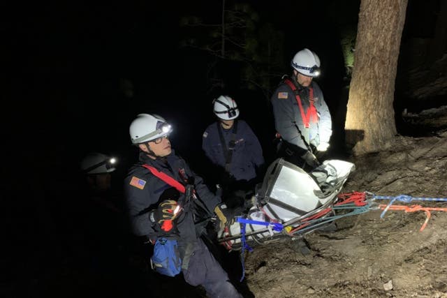 <p>A Nevada woman was rescued after being found dangling from a tree on a steep slope</p>
