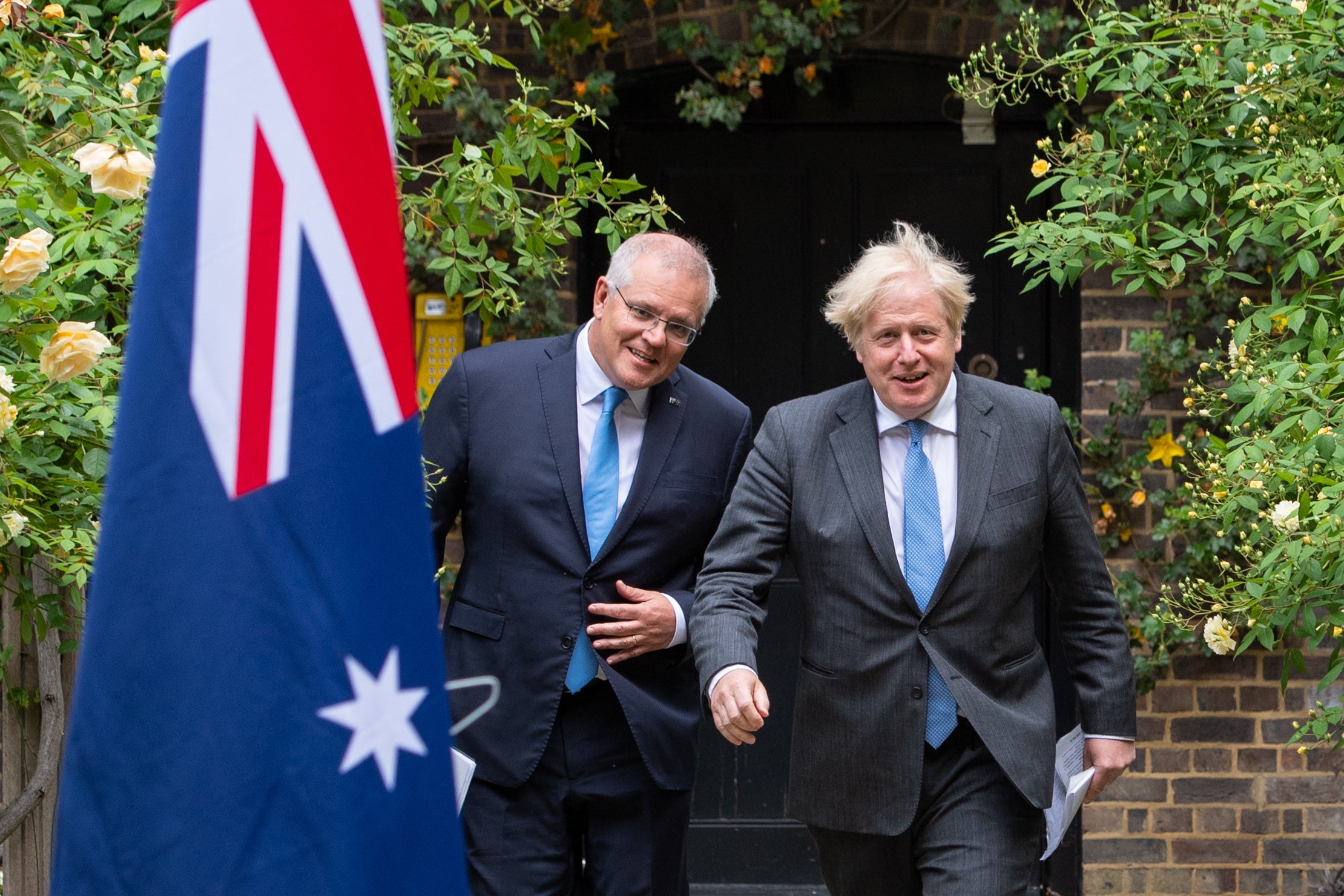 Prime Minister Boris Johnson and Australian Prime Minister Scott Morrison were due to discuss strengthening bilateral relations on Wednesday evening (Dominic Lipinski/PA)