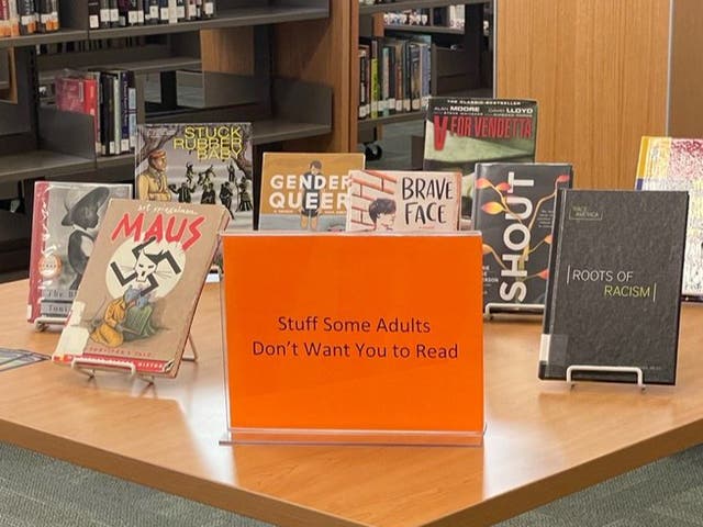 <p>Langley High School library display</p>