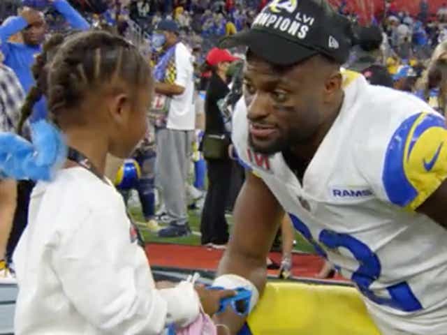 <p>Fans love the moment Van Jefferson learned his wife was in labour after winning the Super Bowl</p>