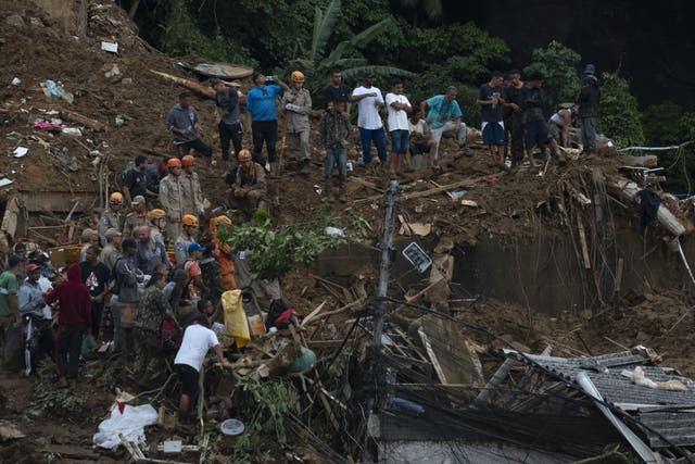 <p>Search and rescue efforts continue after heavy rains hit Petropolis, Rio de Janeiro, Brazil on February 16</p>