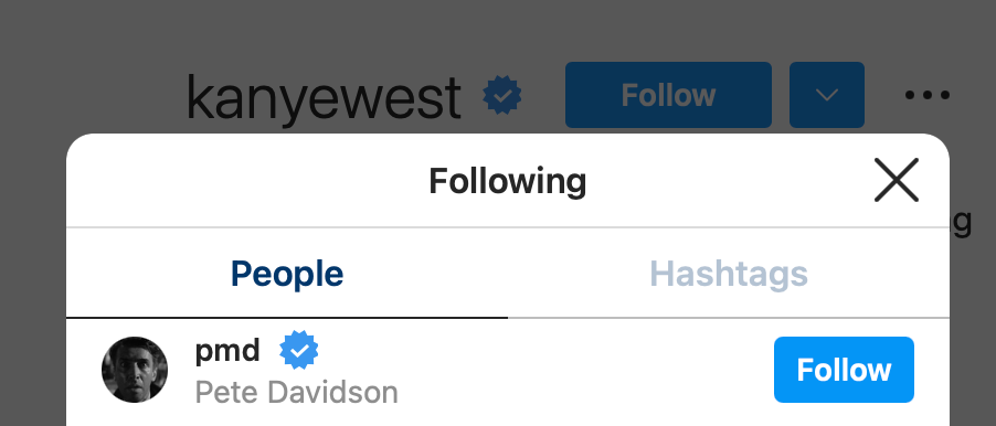 Kanye West followed Pete Davidson on Instagram