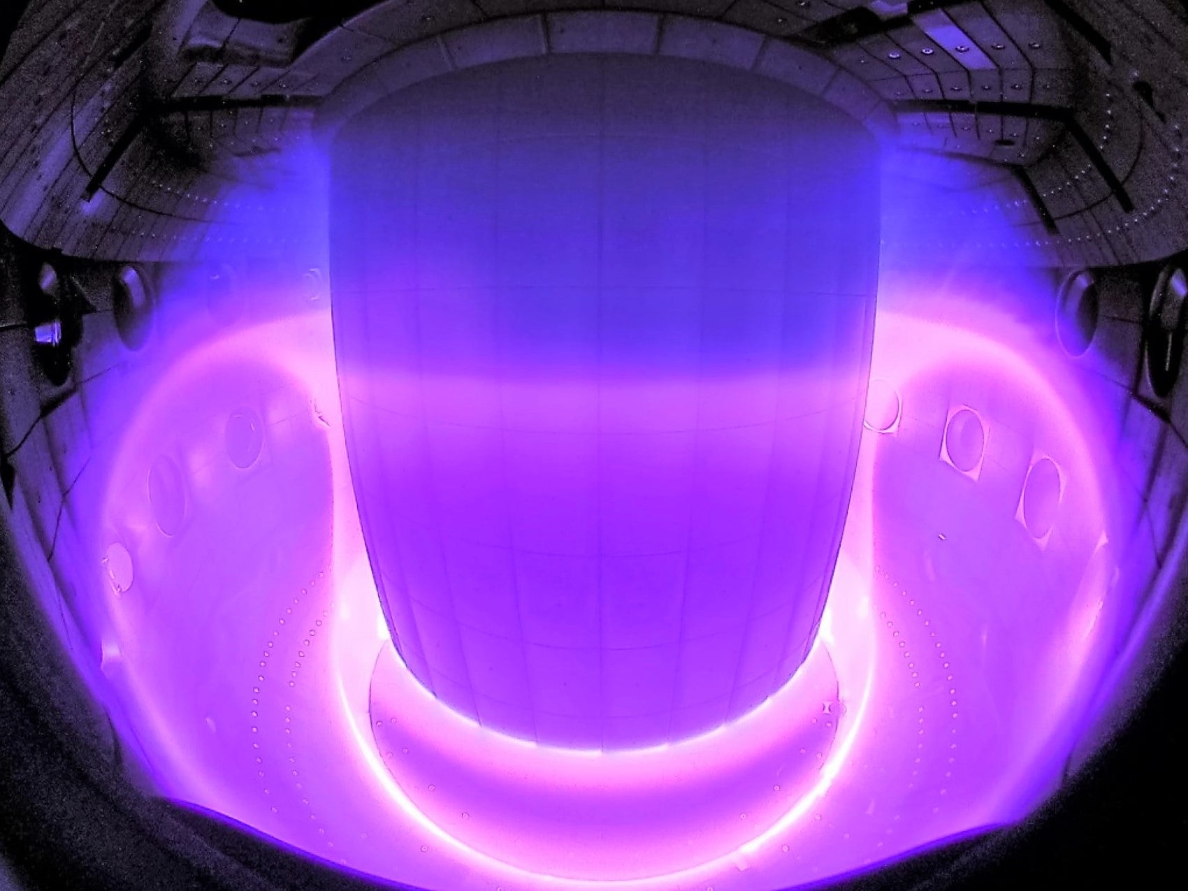 Plasma inside the tokamak at the Ecole Polytechnique Federale de Lausanne in Switzerland