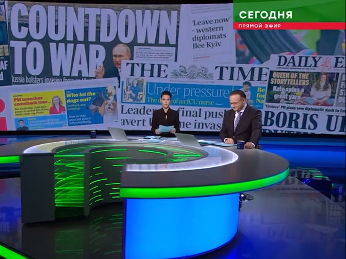 Russian TV channel NTV mocks western media