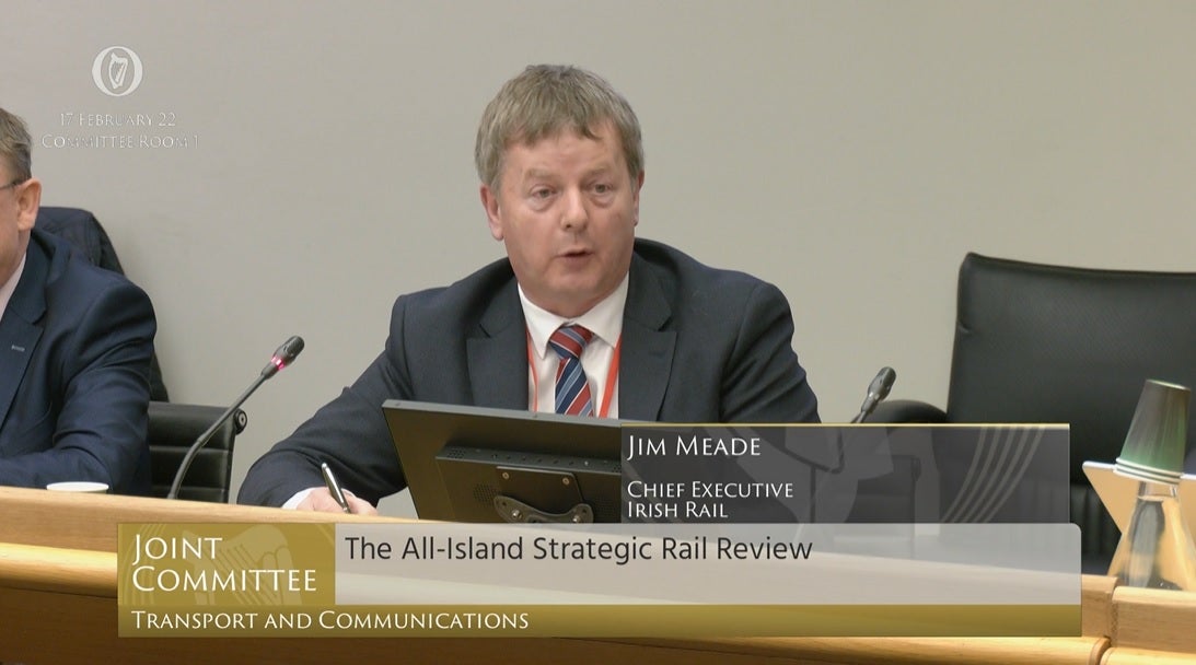 Jim Meade, chief executive of Irish Rail (Oireachtas TV/PA)