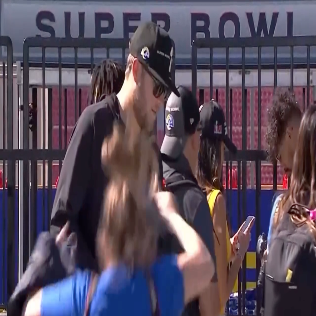 LA Rams Quarterback Matthew Stafford Walks Away After Reporter Falls Off  Stage 