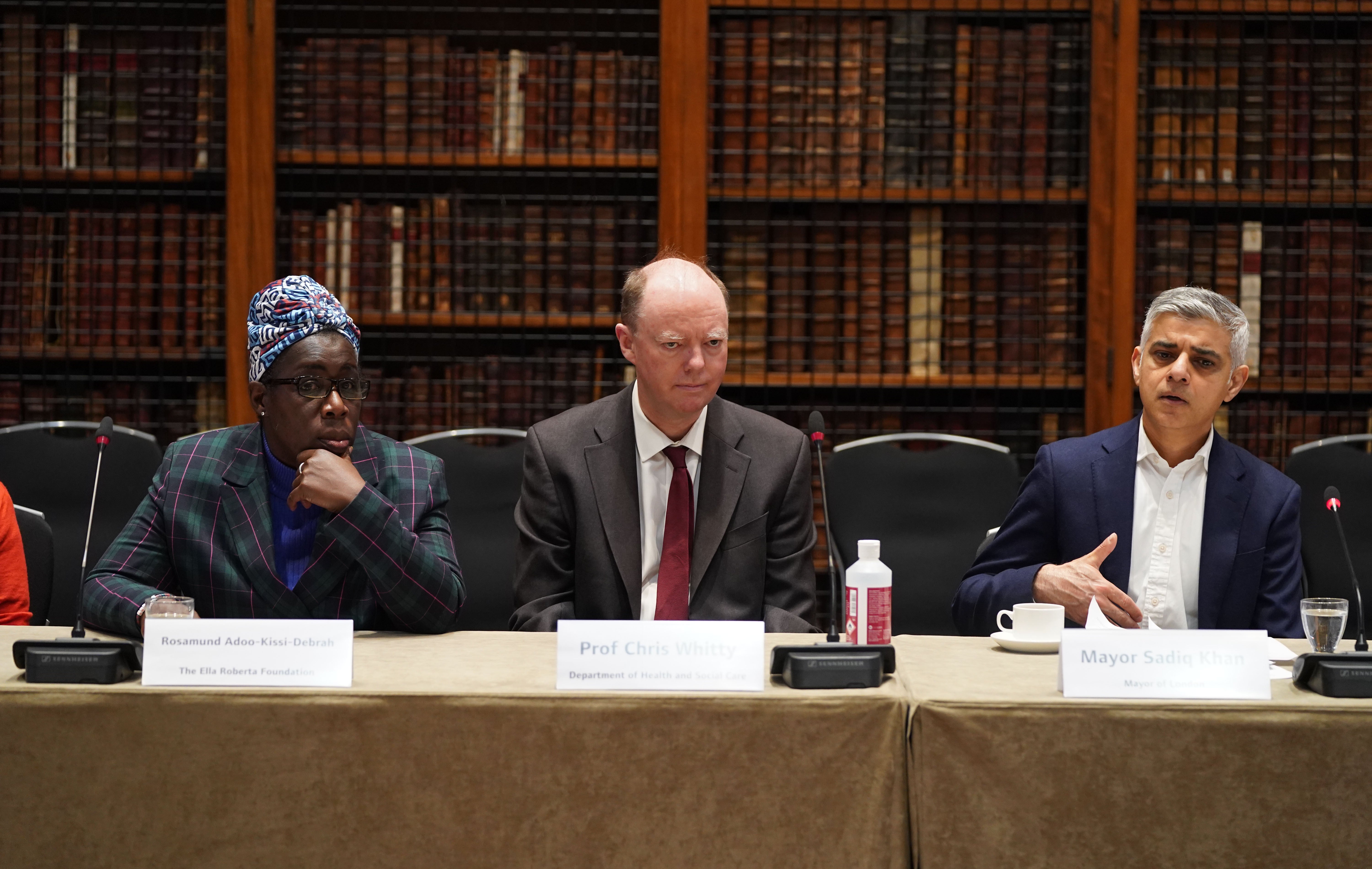 Ms Adoo-Kissi-Debrah, left to right, Sir Chris and Mr Khan spoke at the summit (Stefan Rousseau/PA)