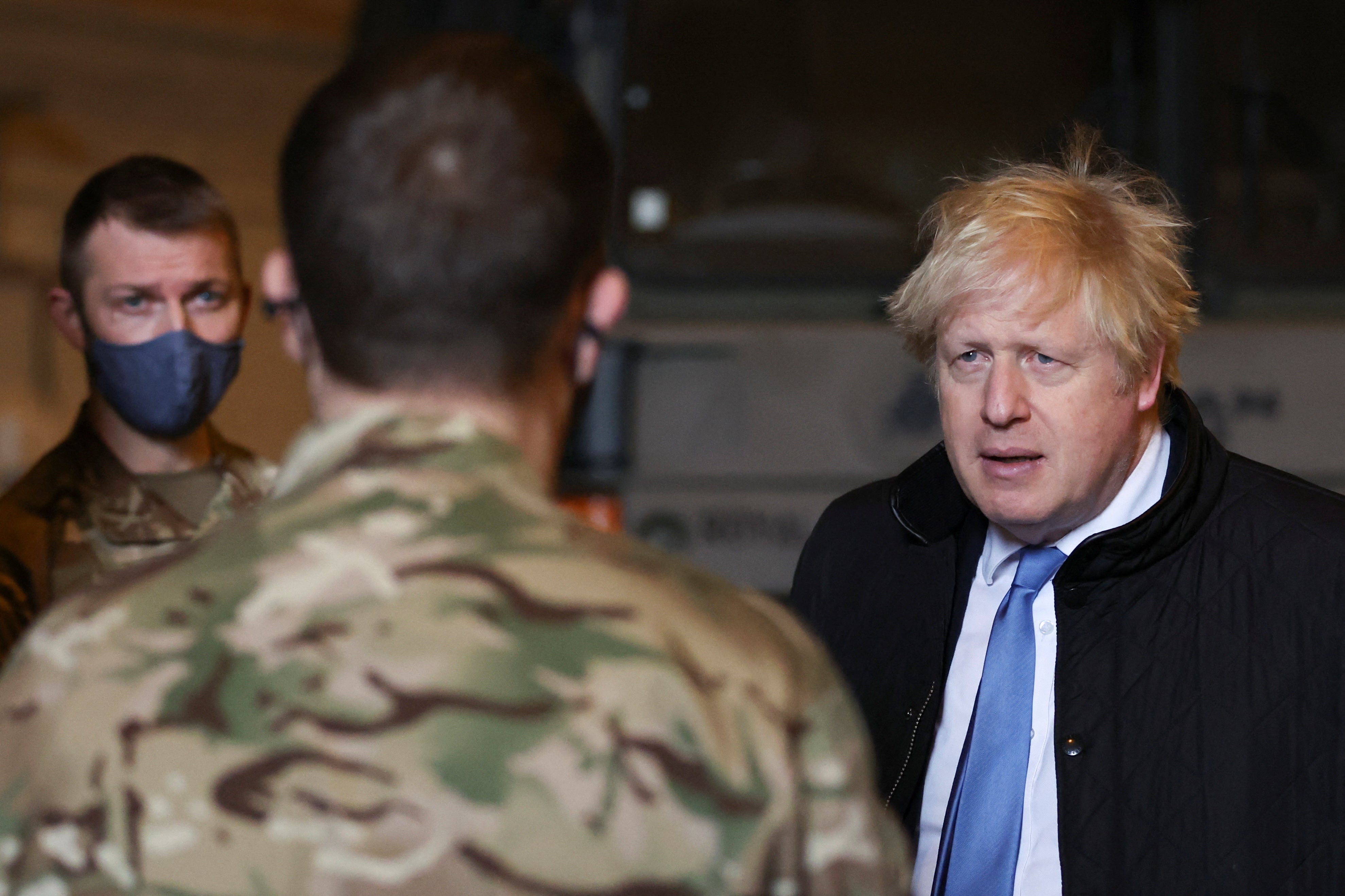 Prime Minister Boris Johnson during his visit to Royal Air Force Station Waddington (Carl Recine/PA)