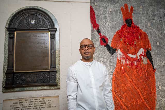 A new artwork by Victor Ehikhamenor has been unveiled at St Paul’s Cathedral as part of the 50 Monuments in 50 Voices partnership (Aaron Chown/PA).