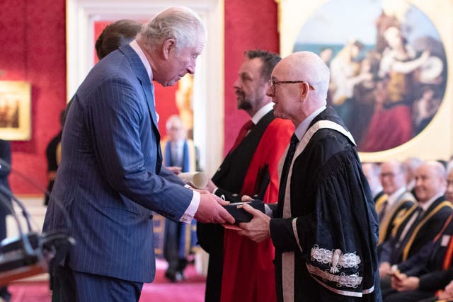 The Aberdeen team collected the award from the Prince of Wales and Princess Royal on Thursday (University of Aberdeen/PA)