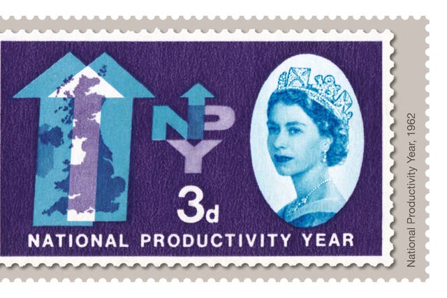 Royal Mail 3d stamp designed by David Gentleman for National Productivity – issued in 1962 (Royal Mail/PA)
