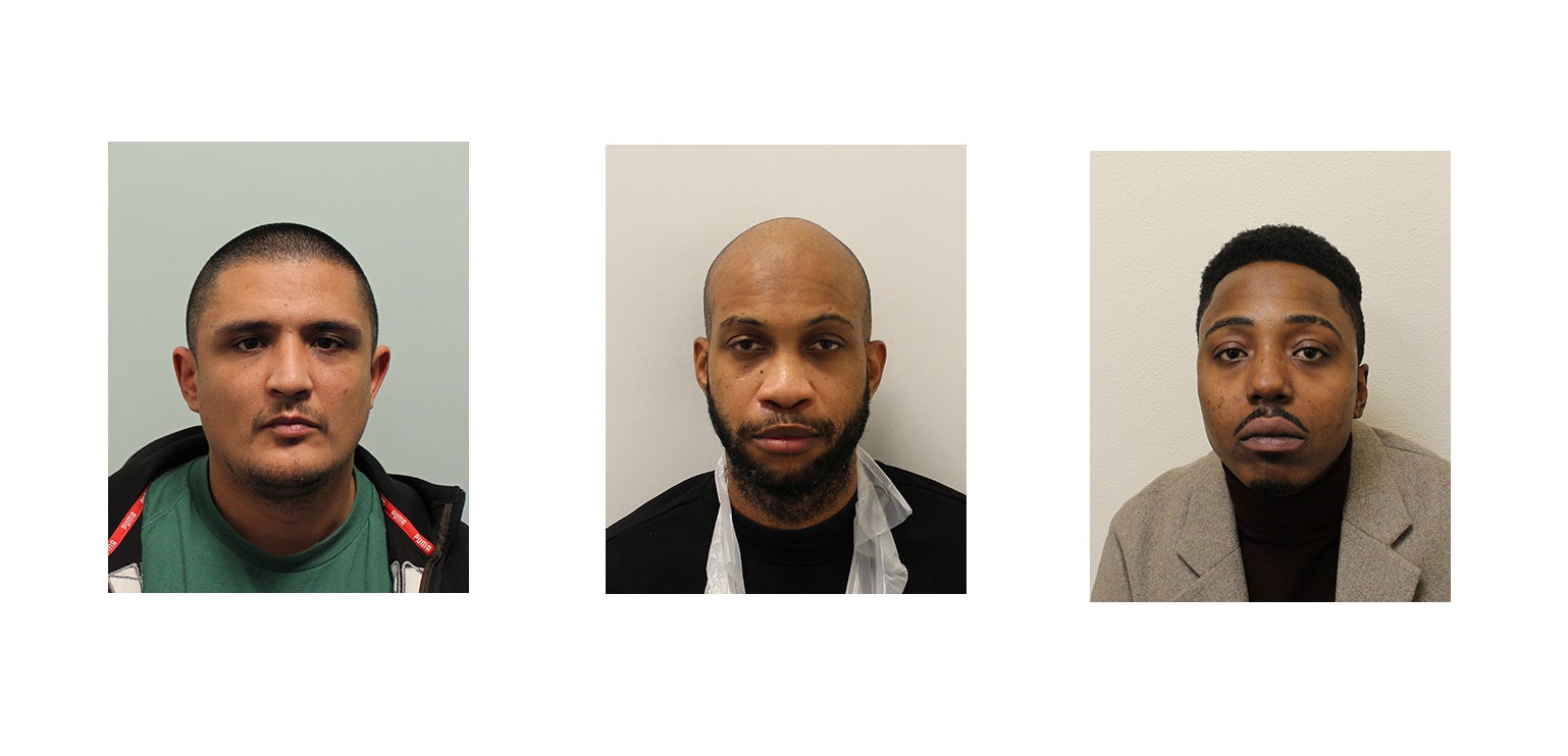 (L to R) Esteven-Alexis Pino-Munizaga, Claude Isaac and Clifford Rollox who have been convicted at Southwark Crown Court in connection with the murder of Flamur Beqiri