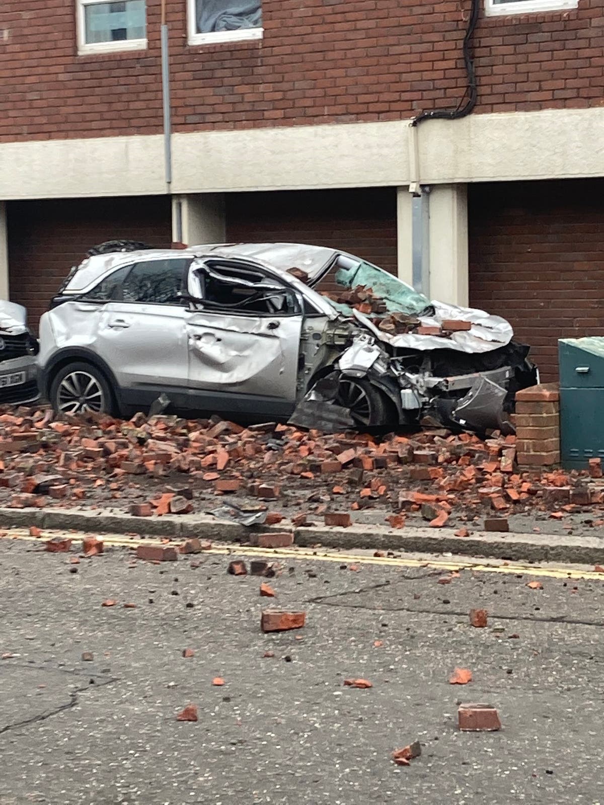 Storm Eunice: Owner ‘lucky’ after car crushed by falling bricks in London