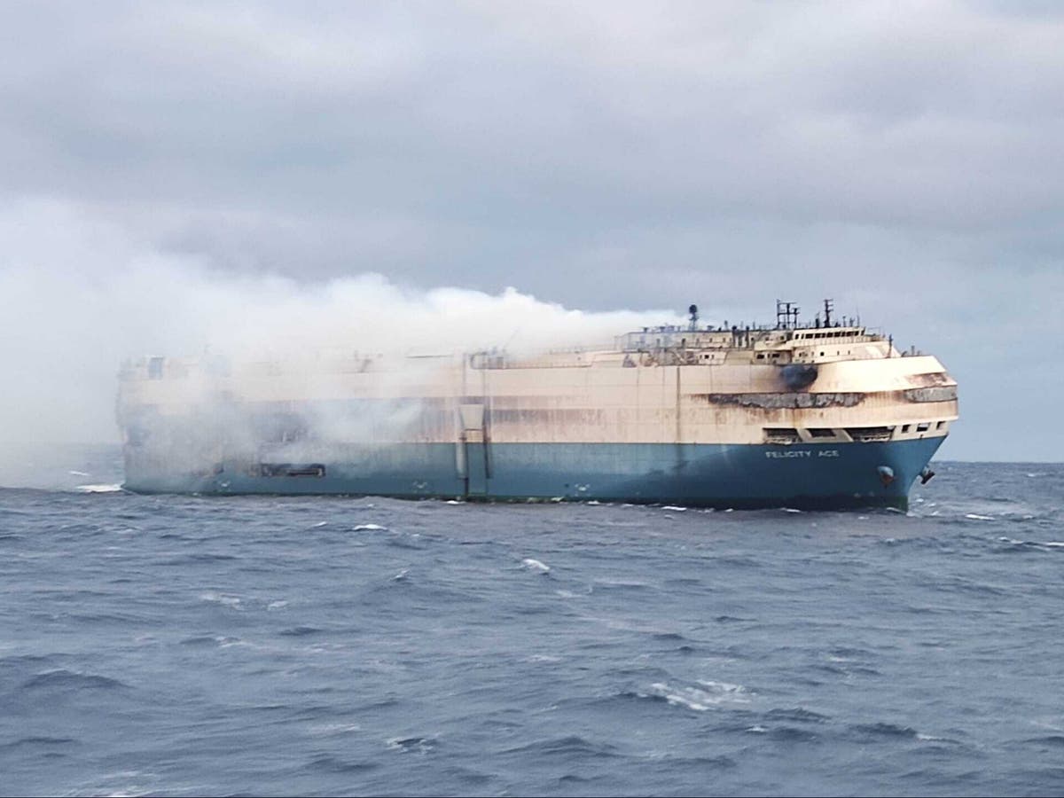 Toxic fume danger as experts called in to extinguish lithium battery fire on Atlantic cargo ship