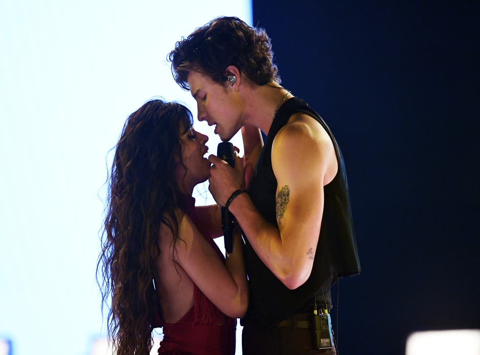 <p>Camila Cabello and Shawn Mendes perform onstage during the 2019 American Music Awards </p>