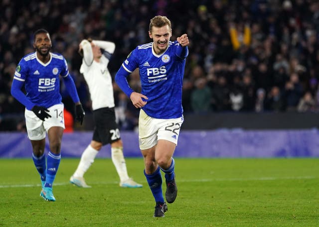 Kiernan Dewsbury-Hall scored in Leicester’ 4-1 win over Randers on Thursday (Mike Egerton/PA)