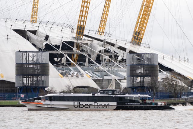 Part of the O2 arena’s roof was ripped off in high winds as Storm Eunice struck (PA)