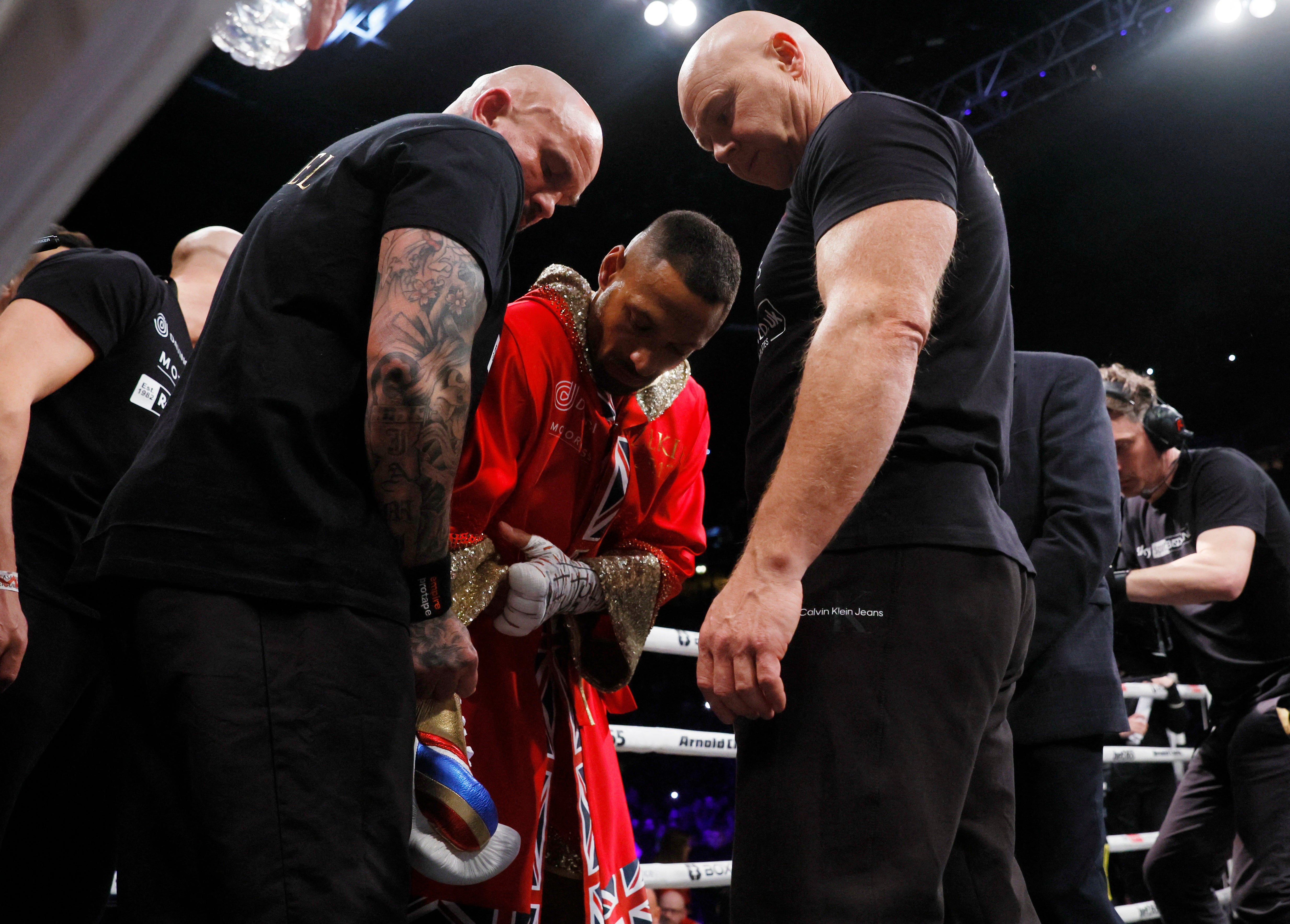 Kell Brook’s gloves are changed moments before his bout with Amir Khan