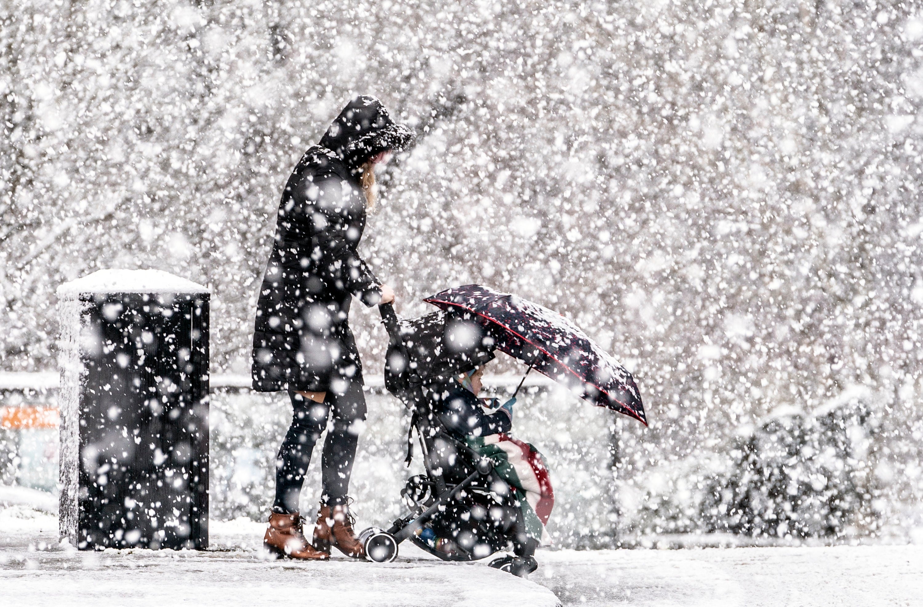 Heavy snow in York in Yorkshire fell on Saturday