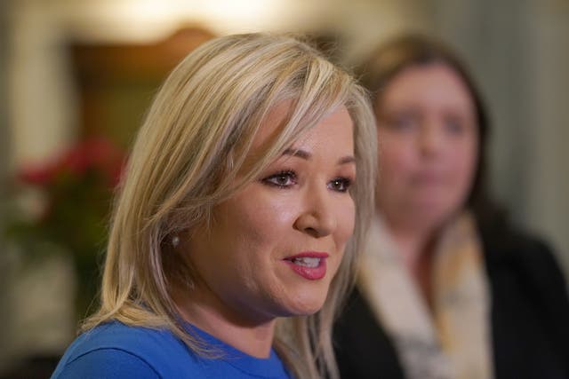Sinn Fein President Vice President Michelle O’Neill accused unionist leaders of ‘conflating’ issues around identity and the Northern Ireland Protocol (PA)