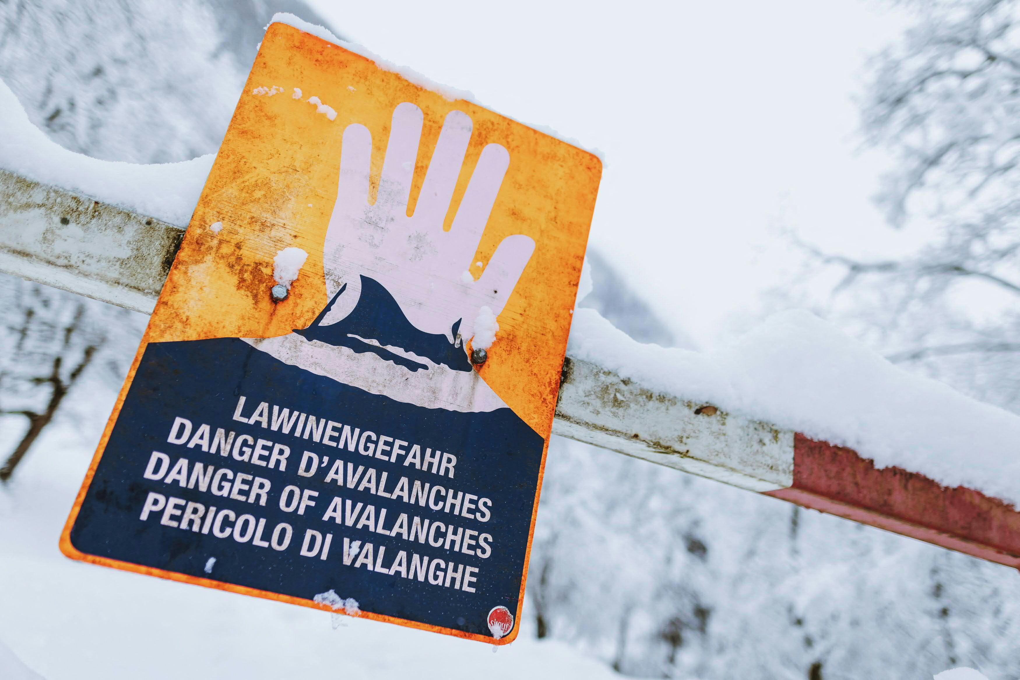 A warning for avalanches in Kaprun, near Salzburg, Austria