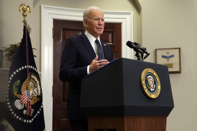<p>El presidente Joe Biden habla sobre la situación de la crisis fronteriza entre Ucrania y Rusia durante un evento en la Sala Roosevelt de la Casa Blanca el 18 de febrero de 2022 </p>