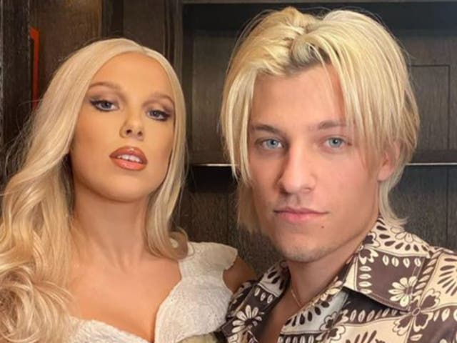 <p>Millie Bobby Brown, 18, and Jake Bongiovi, 19, dress up as Barbie and Ken to celebrate her birthday</p>