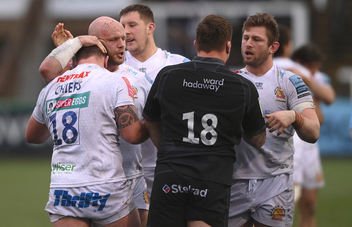 Exeter edge past 14-man Newcastle to claim back-to-back Premiership wins